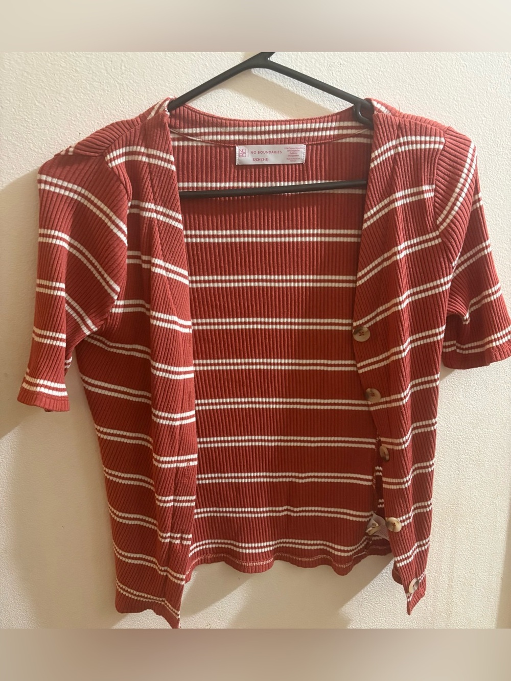 No Boundaries women’s size small rust colored striped cardigan